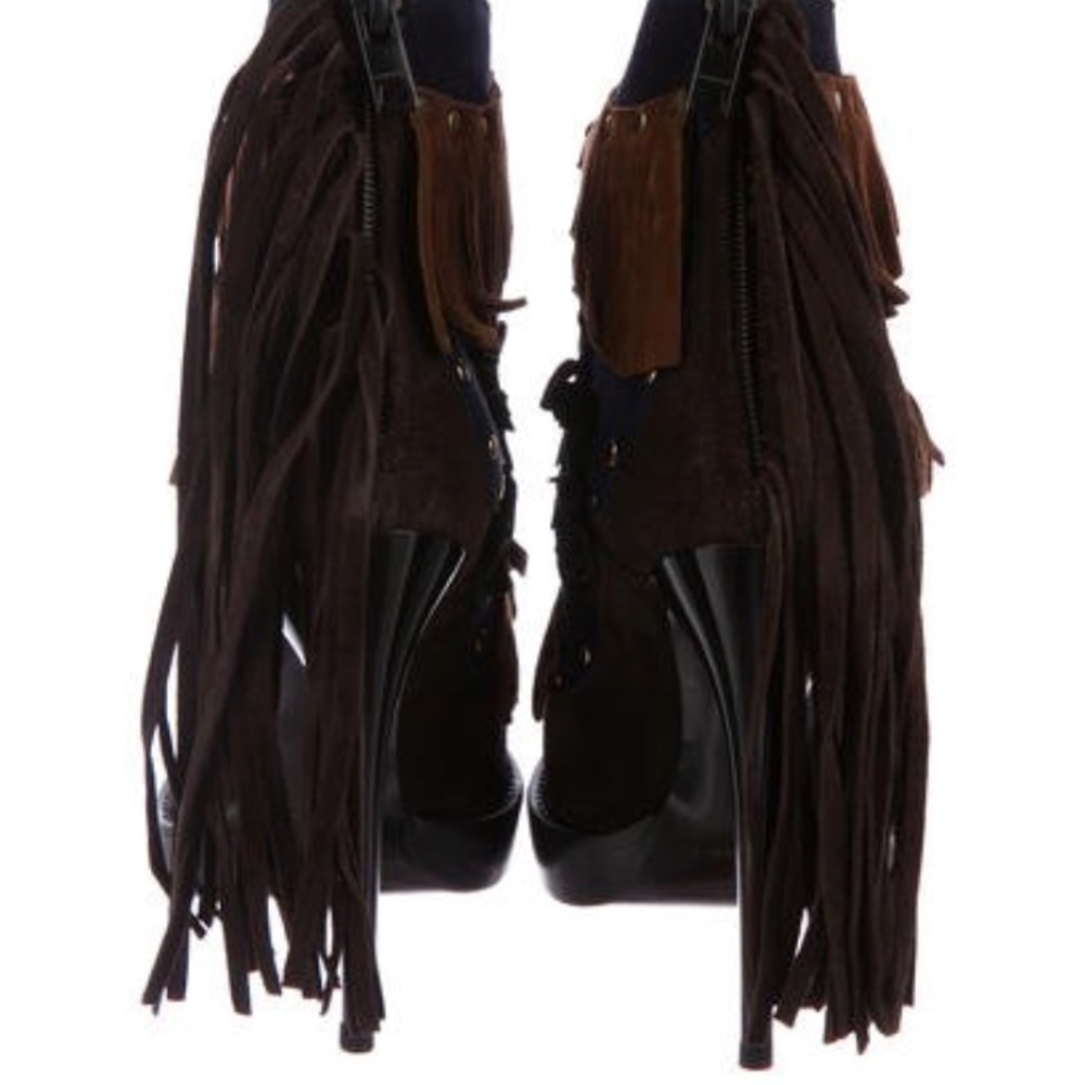 NEW Runway Burberry Lilybell Studded Fringe Boots Bootie Heels - Picture 3 of 11